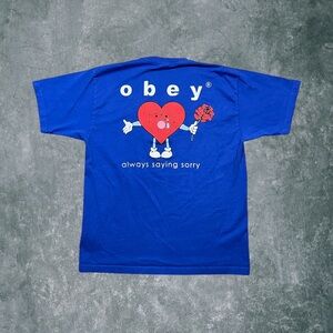 Vintage Y2K “Always Saying Sorry” Obey Skateboard Thrasher Graphic Print Shirt L